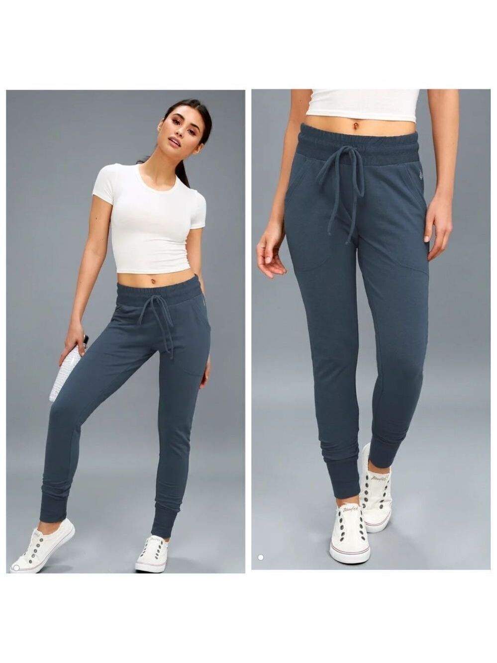 Nwot Free People Sunny Teal Blue Skinny Jogger Sweatpants